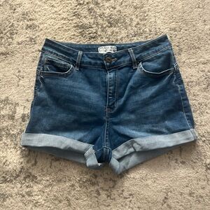 High Rise Blue Denim Shorts